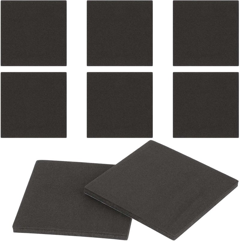 salbsever 8Pcs Foam Padding Sheets with Adhesive Backing - Self Stick Neoprene Black Stick on Foam Padding Insulation Foam Thin Adhesive Foam Sheets, 4 X 4 X 1/4 Inch Closed Cell Foam Sheet Square Pad for Craft - Image 1